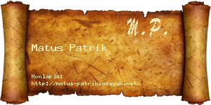 Matus Patrik névjegykártya